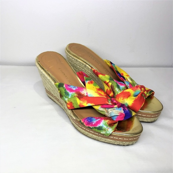 Etienne Aigner Shoes - (SOLD)Etienne Aigner Wedge Sandals Yellow & Pink 6
